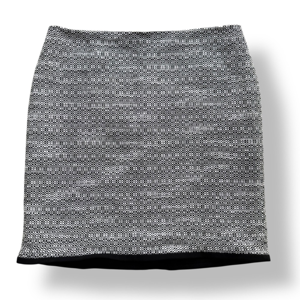 White House Black Market Womens 6 Black White Tweed Textured Pencil Skirt Preppy